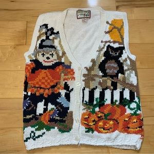 Vintage 90’s Crystal-Kobe Knitted Fall Autumn Halloween Sweater Vest Size Medium